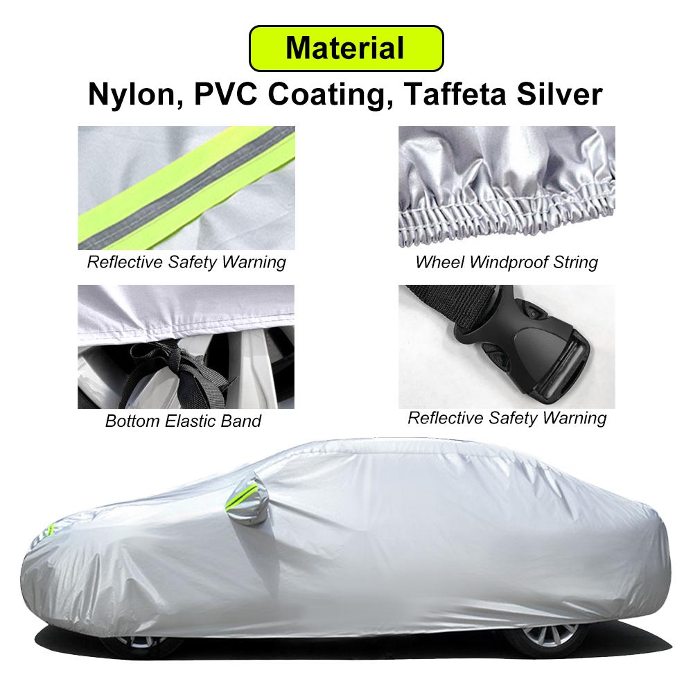 Car Cover Thickened Outdoor Sun Protection 190T Full Exterior Snow Cover Heat Insulation UVproof Dustproof with Reflective Strip