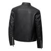 Men's Trendy Versatile PU Leather Motorcycle Jacket with Stand Collar for Autumn and Winter