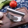 Stainless Steel Portable Manual Garlic Press with Peeler & Cleaning Brush Ergonomic Garlic Crusher Tool Garlic Press Squeezer