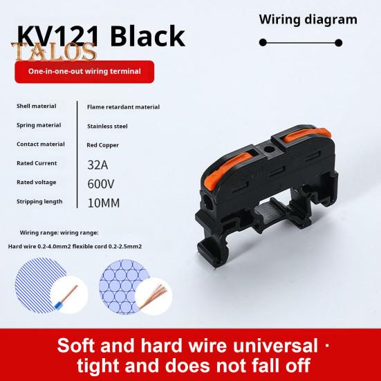 10Pcs KV121 Push-in Quick Terminal Block Din Rail Connector Universal Compact Fast Electrical Connector Stable Equipment Operation Terminal Block