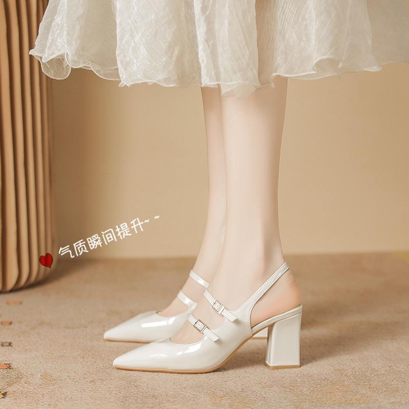 Baotou sandals women's new summer nude outer wear pointed head beautiful empty high heels women