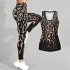 Leopard Print and GeometryPattern Print Yoga Outfit for Women Fashion Workout Leggings Fitness Sports Casual Yoga Set Sports Suit