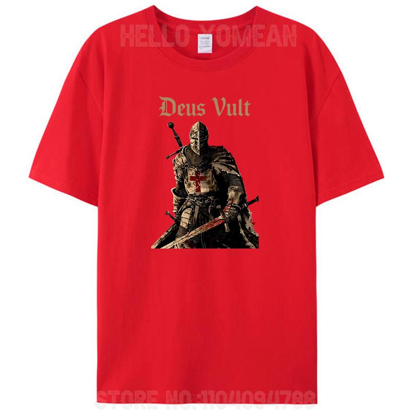 Deus Vult Рыцарь Христианский Тамплиер Воин Бога Крестоносец Женская Мужская Хлопковая Футболка Футболки Топы S