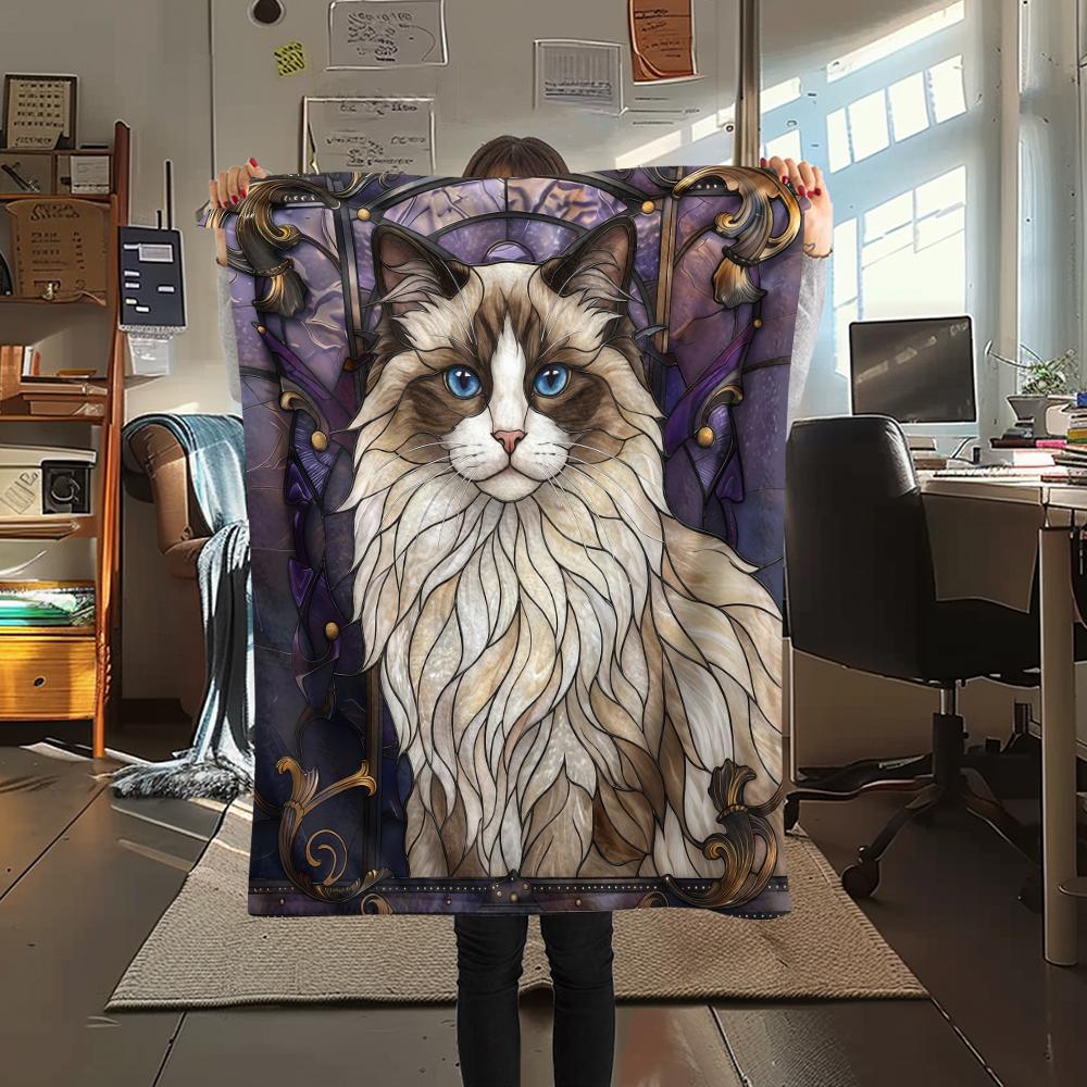 Purple framed kitten puppy Print Flannel Blanket,High quality Comfortable for All Seasons,Home Decor,Warmth and Comfort,Perfect for Christmas Gifts 80cm x 120cm