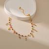 Gold Plated Multi-Color CZ Charm Anklet With Extension Chain