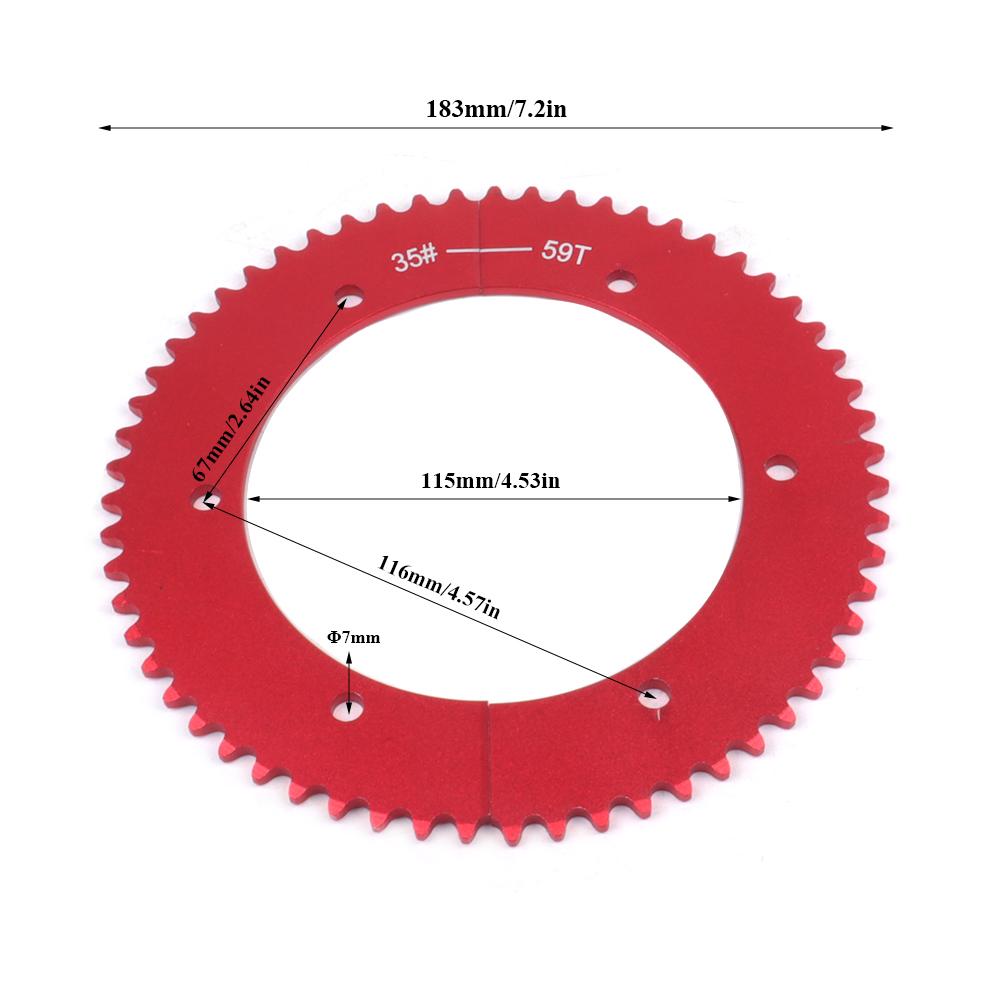Red 57T 59T Split Sprocket For #35 Chain Go Kart ATV Dirt Pit Bike Motorcycle Accessories