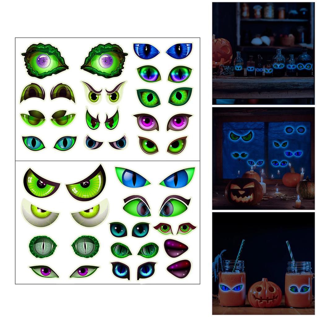 Glow In The Dark Halloween Peeking Eyes Self Adhesive Wall Stickers For Spooky Party Decorations PVC Material