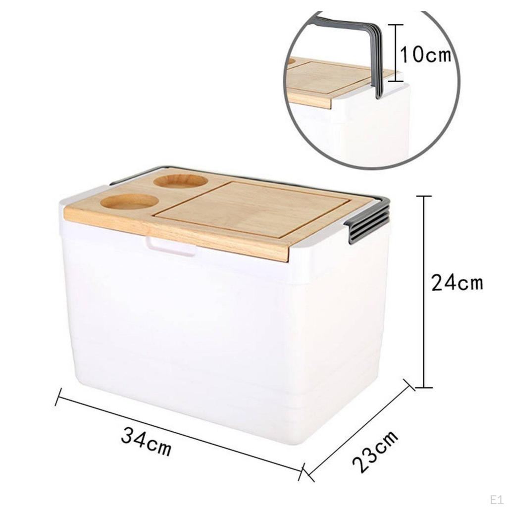 Insulated Container with Cut Board Lid Large Capacity Camping Chiller, Table, Builtin Cup Holders,