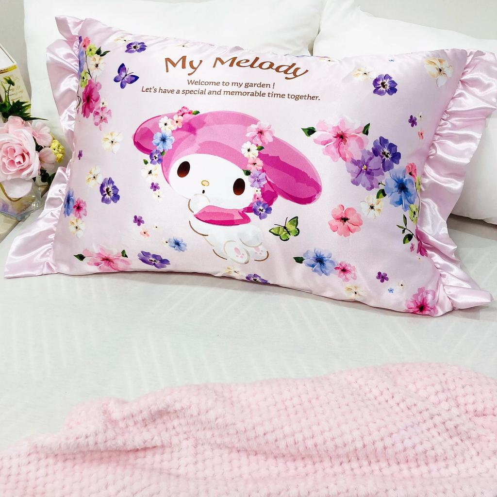 MORIPiLO (Morishita) Silk Touch My Melody Sanrio Characters Pillowcase, Silky Touch, Ruffled, Washable, 43x63cm, Pink, 405846