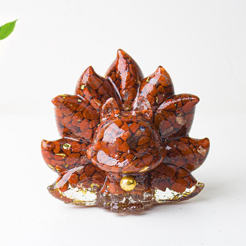 Mythical Creature Resin Crystal Nine Tailed Fox Ornament For Tabletop Decor Gift