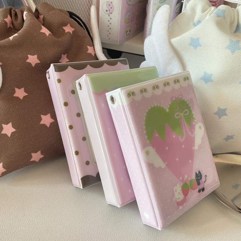 Cute Strawberry Note Photo Album 3 Inch Kpop Idol Photo Card Holder Sweet Card Binder for Girls Mini Photocard Collection Book