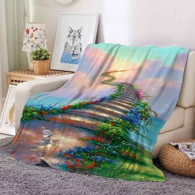 3D malovaná zahrada Krajina Motiv Deka z flanelu Měkká Lehká Teplá do obývacího pokoje Ložnice Pohovka Pohovka Pohovka Děti Dospělí Dárky