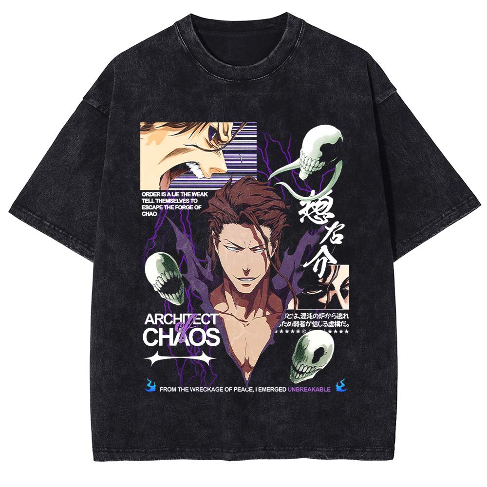 

BLEACH Айдзен Сосукэ Аниме Футболка Готическая Y2k Стираная Оверсайз Футболка Летняя С Коротким Рукавом Хлопковые Футболки Топы Мужская Женская Одежда S