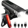1/2 Pack Wiederaufladbares Fahrradlicht-Set Scheinwerfer & Rücklicht, Wasserdichte Cycling Lights für Nachtfahrten Mountain-/Rennräder