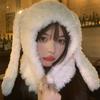 Fluffy Long Ears Beanie Ear Protection Hat Winter Plush Hat Leisure Bunny Ear Hat Children