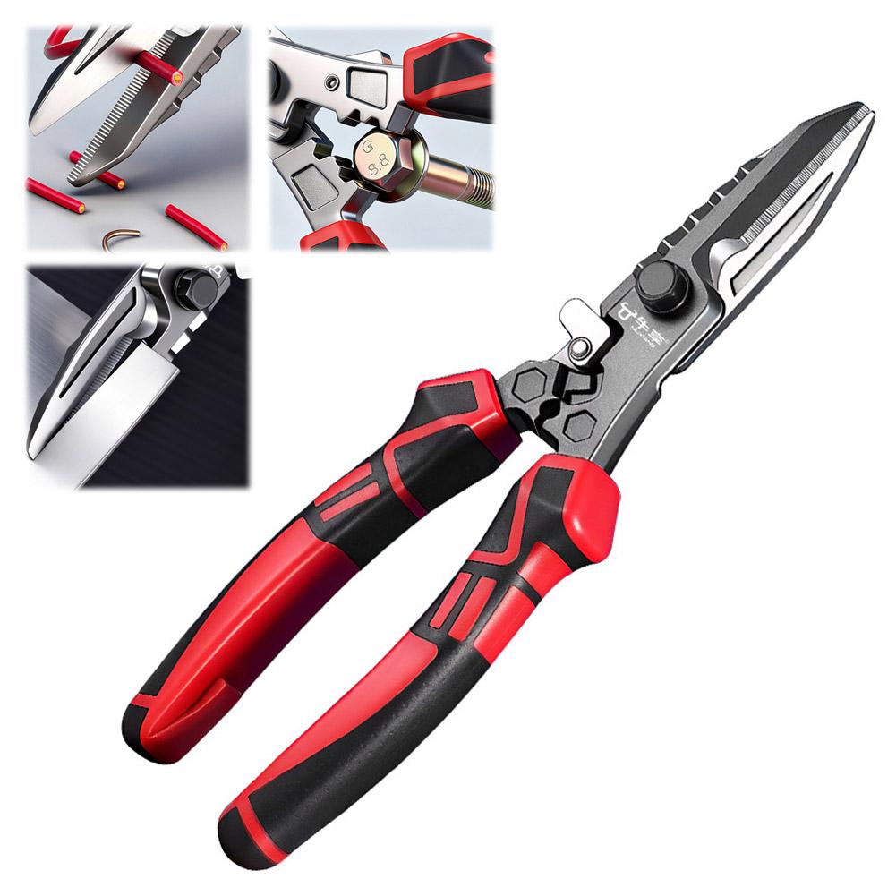 Multi-functional Electrician Scissors, Crimping Wire Cutting Tool With Wrench Aviation Snips For Metal Sheet And Cable Cutting