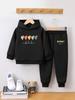 Girls' Heart-Shaped Hoodie and Pants Set - Warm Velvet Pullover for Autumn/Winter
