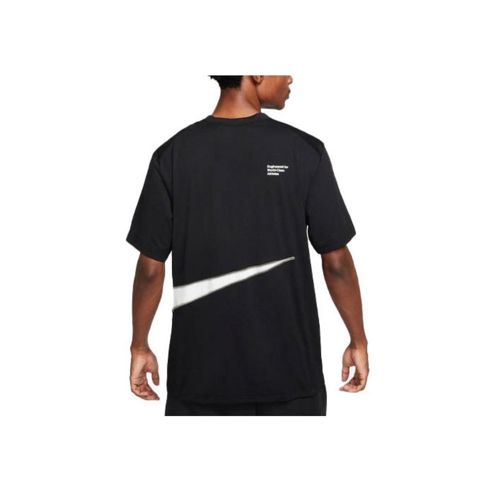 Nike Energy Color Block Logo Letter Print Round Neck Short Sleeve T-Shirt Men Tops Black FB8579-010