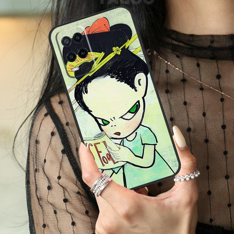 Cartoon Aesthetic Yoshitomo Nara Case For Oppo A16 A76 A96 A17 A18 A60 A80 A40 A38 A58 A78 A98 A94 A74 A54 A15 A57 A77 A5 Pro