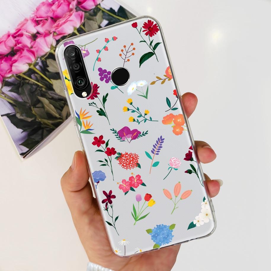 For Huawei P30 Lite Case 2020 Fashion Flower Bumper Soft Silicone Clear Cover For Huawei P30 Lite Pro Fundas P 30 P30Lite Hoesje