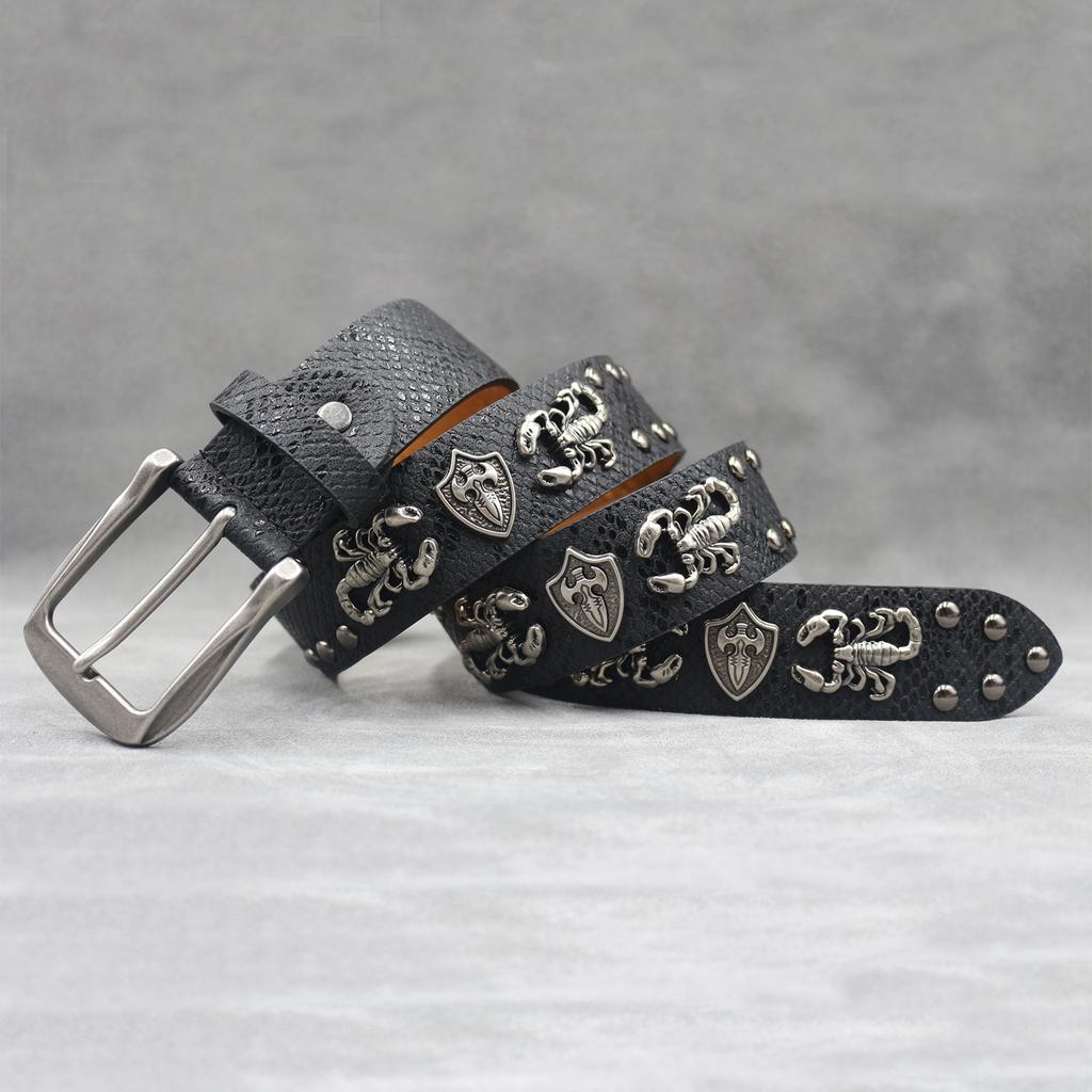 7-color 3D Scorpion Rivet Belt Punk Men's Belt Women's Snake Pattern Versatile Decorative Belt