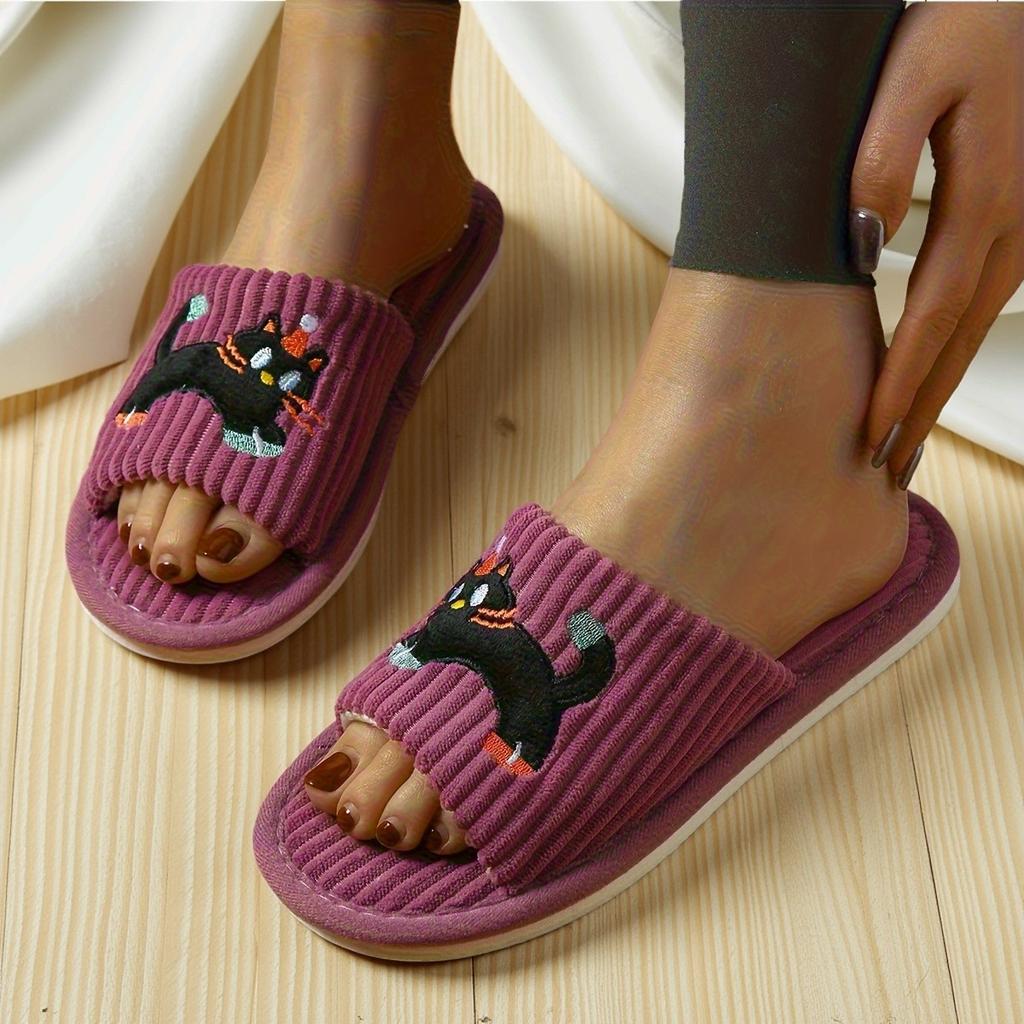 Modische Niedliche Kätzchen Slipper Rutschfest Bequem für Zuhause und Schlafzimmer Hausschuhe Verspieltes Katzen-Design Weiche Stoffhausschuhe Niedliche Hausschuhe