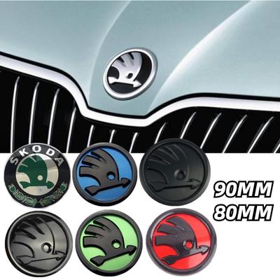 80mm 90mm ABS Emblem For Skoda  Fabia 1 2 Octavia A7 RS Superb Rapid Yeti Karoq Vision Car Head Front Rear Boot Tailgate