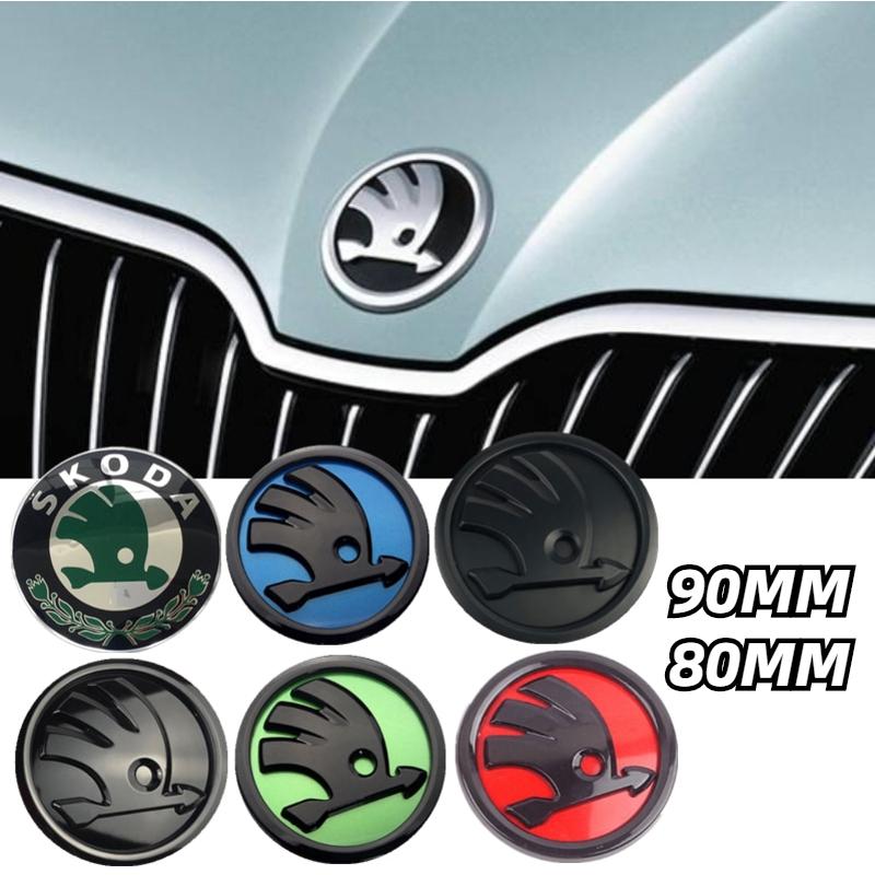 80mm 90mm ABS Emblem For Skoda Fabia 1 2 Octavia a7 RS Superb Rapid Yeti Karoq Vision Car Head Front Rear Boot Tailgate