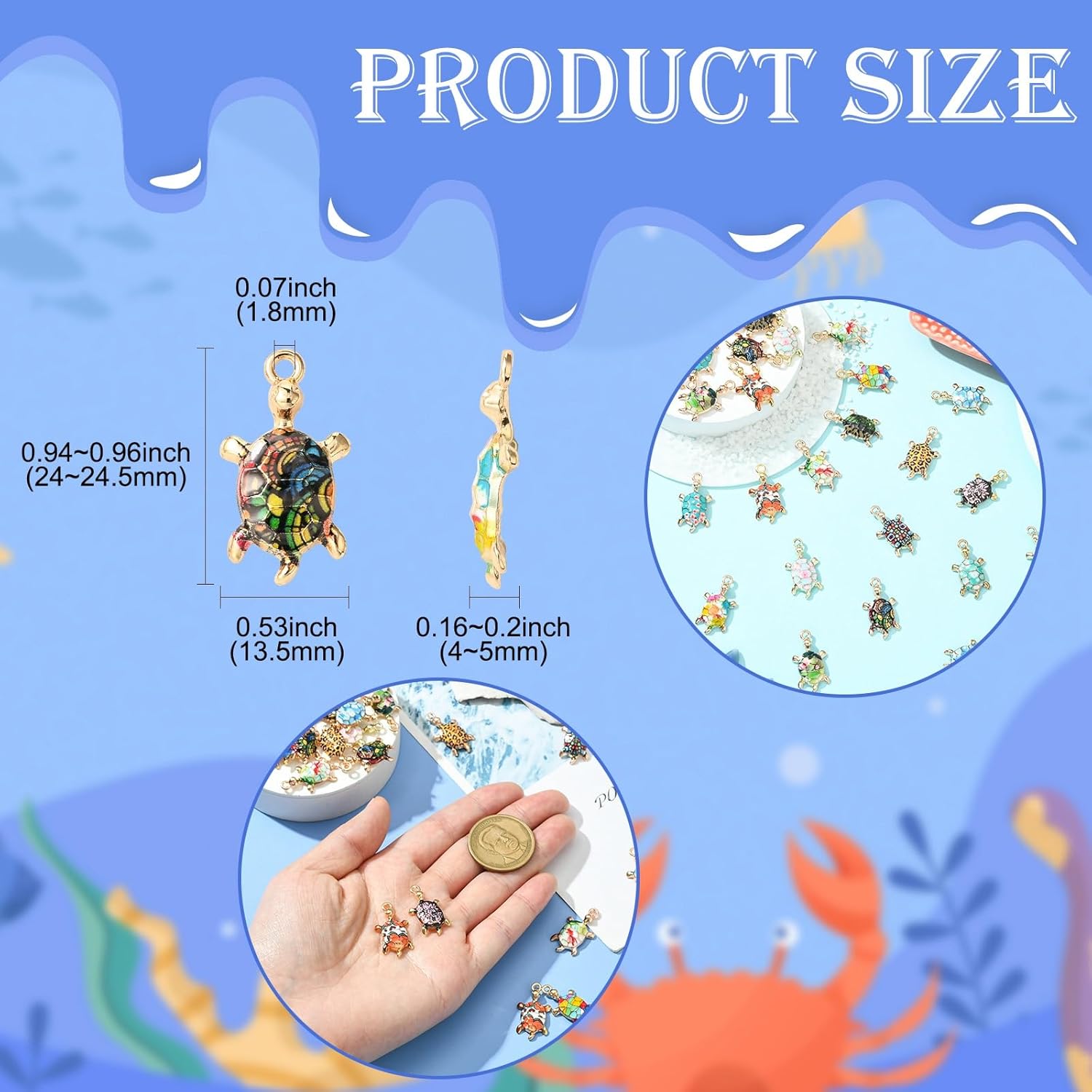 

DanLingJewelry 30Pcs Mixed Styles Enamel Ocean Animal Tortoise Charms Small Sea Turtles Charms for DIY Necklaces Earrings Making