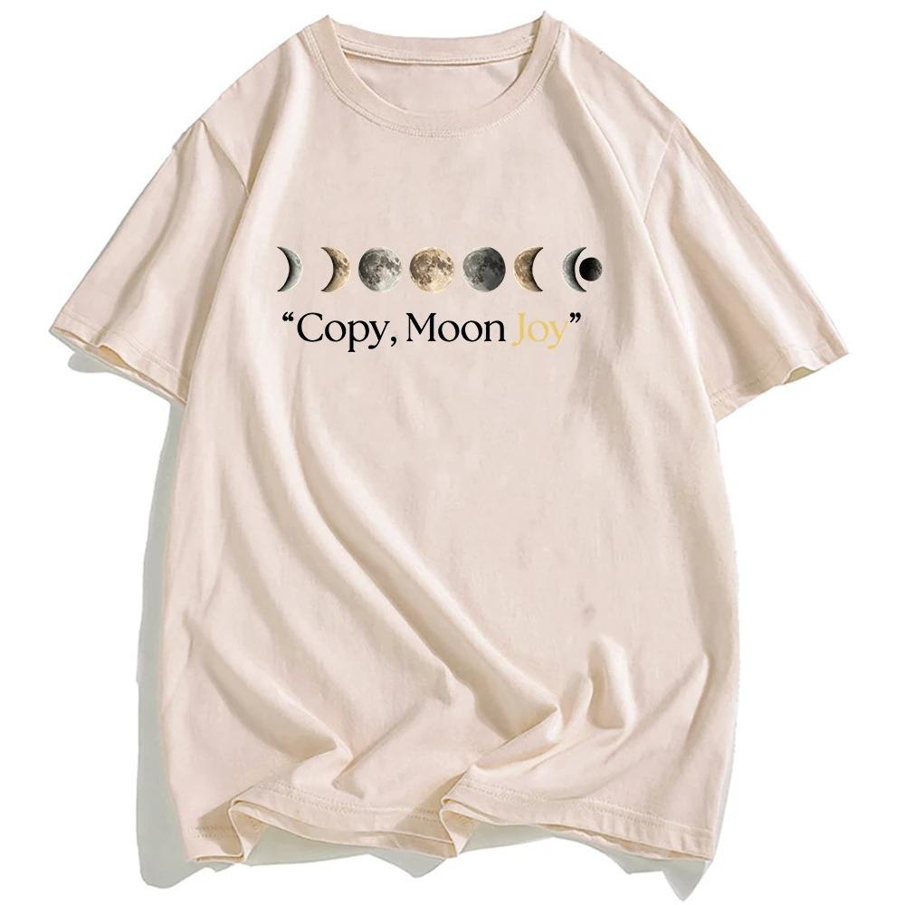 Short Sleeve Cotton Loose Tshirts Unisex Streetwear Copy Moon Joy Tshirt Design Graphic Printing Clothing Casual Summer Tees