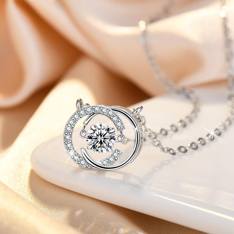 Smart Necklace Women'S Lamp Luxury Niche Premium Sense Double C Beating Heart Pendant Clavicle Necklace Girlfriend Birthday Gift