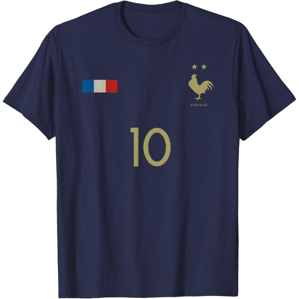 France Football Číslo 10 Retro Fotbalový Grafický Tričko Prodyšná Bavlna Ležérní Kulatý Výstřih Tričko