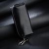 Genuine Leather Key Holder - Unisex Car/House Key Organizer Pouch with Long Keychain, Cow Split Leather Wallet Case