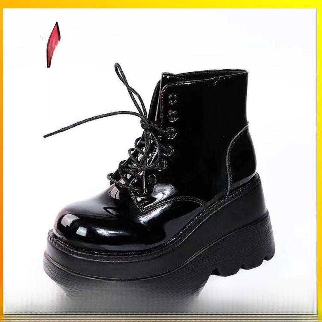 Martin Boots For Women With 20cm Platform Thick Sole Waterproof Heeled Ankle Boots Spring