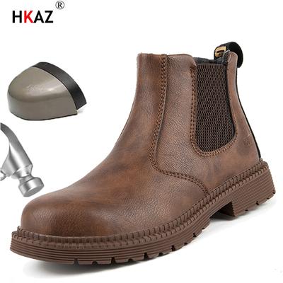 Men Winter Waterproof Boots Leather Work Safety Indestructible Male Shoes Steel Toe Shoe Warm Protection for Cold Weather Conditions