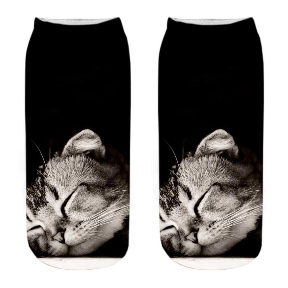 New  3D Print Funny Cute Cartoon Kitten Unisex Short Socks Creative Colorful Multiple Cat Happy Low Ankle Socks For Women