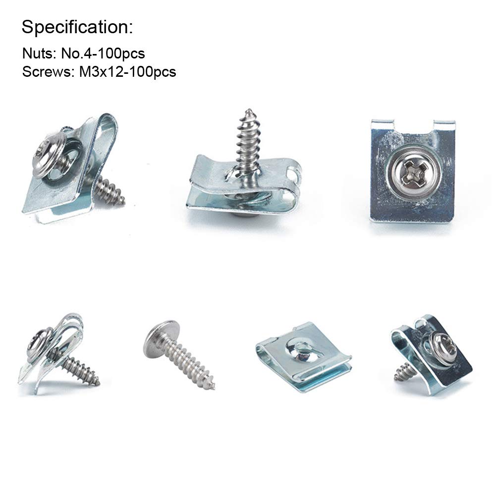 200 Set and Screw Assortment Kit, Auto Car Clips Fasteners with Screws Fixing Hardwares for Bumper Dash Door Panel Interior