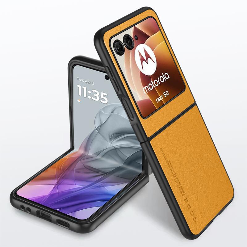 

Обычный кожаный чехол для Motorola Razr 50, ультраматовый бампер, ультратонкий противоударный жесткий чехол для телефона Moto Razr50, ультразащитный чехол для камеры Razr 50 жёлтый
