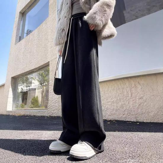 Dambyxor Raka Vida Ben Dragsko Elastisk Midja Lediga Byxor med Fickor Enfärgad