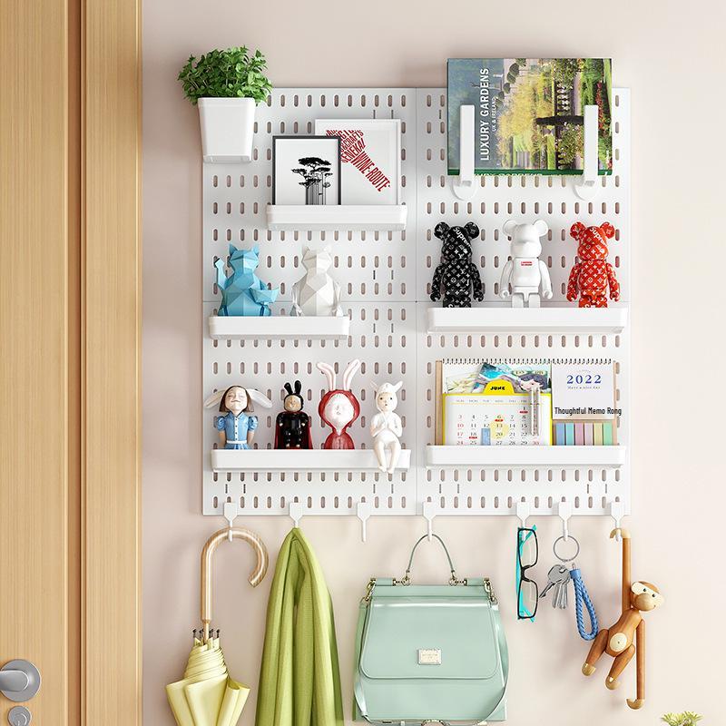 Pegboard Wall Organizer - No-Drill DIY Storage Shelf for Study Room or Desk