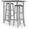 3-piece Bar Set Wood and Steel