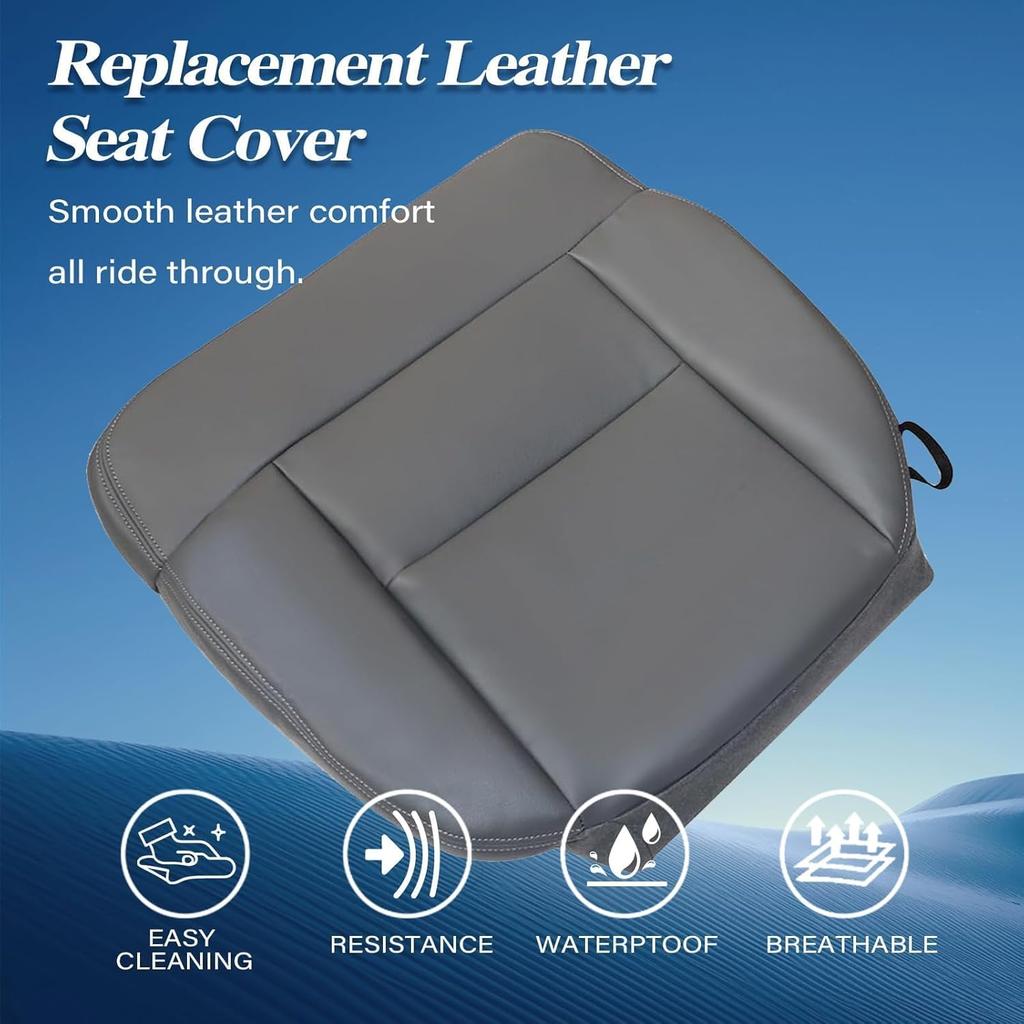 GXARTS Front Driver Side Bottom Lower Replacement Leather Seat Cover Gray #QB Compatible with Ford F150 2004 2005 2006 2007 2008