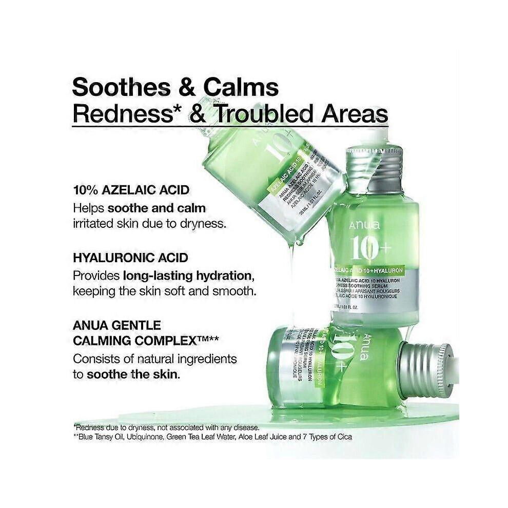(3pcs)Anua Azelaic Acid 10 Hyaluron Redness Soothing Serum, Facial Serum for Troubled & Sensitive Skin