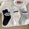 American European Style Lace Cuffed Striped Socks Women'S Early Autumn Lace Sweet Internet Celebrity Middle Tube Pile Socks