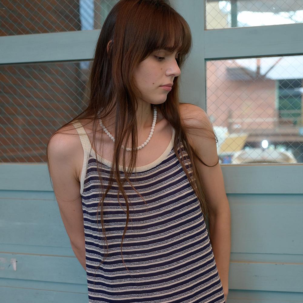 Elssibeui Stripe Sleeveless Knit Dress_Navy
