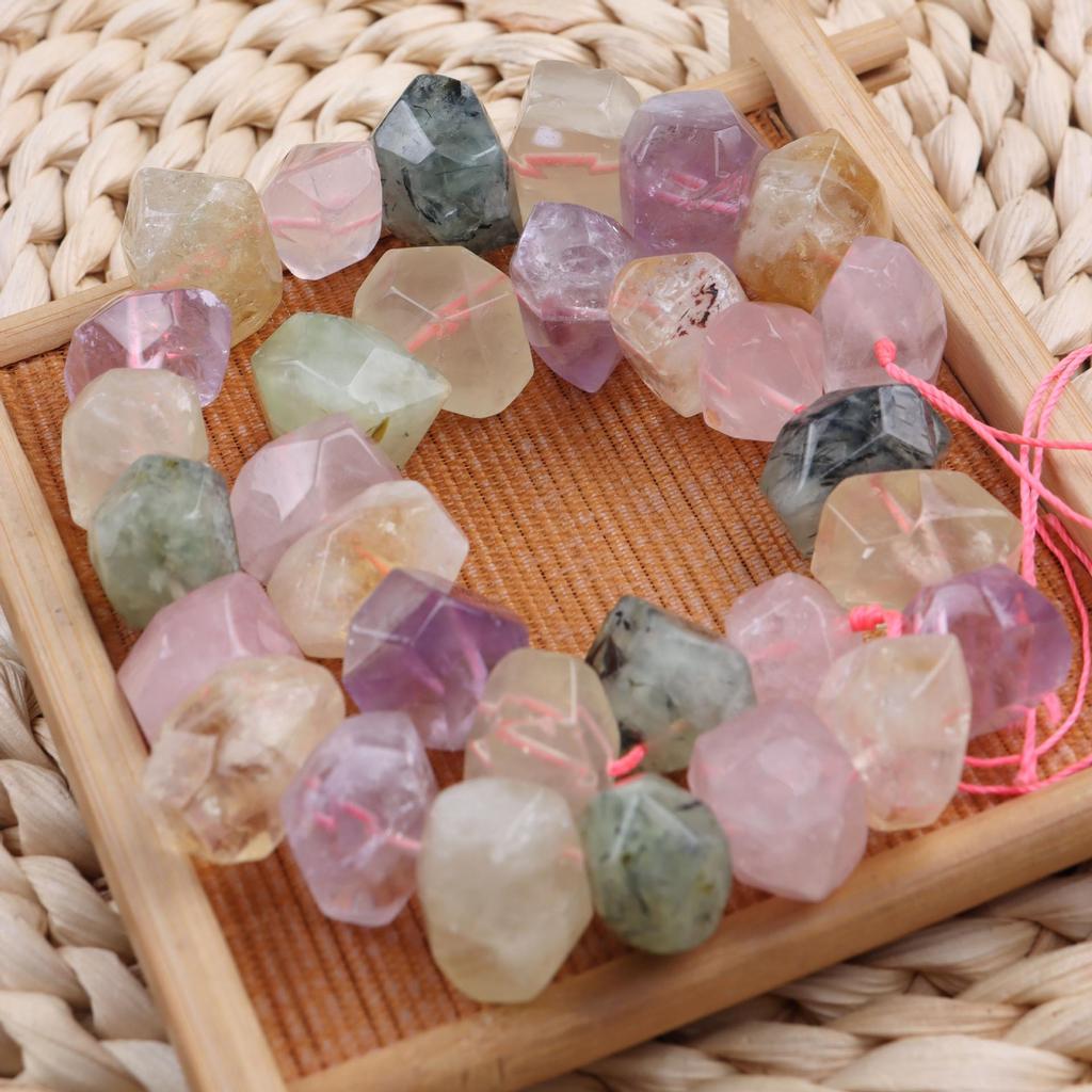 Raw Mineral Crystal Faceted Beads for DIY Jewelry Making