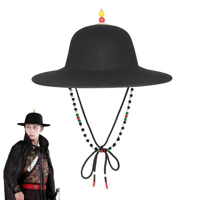 Black Sun Hat Traditional Flying Fish Costume Hat Wide Brim UV Protection Fishing Idol Cosplay Cap Headwear
