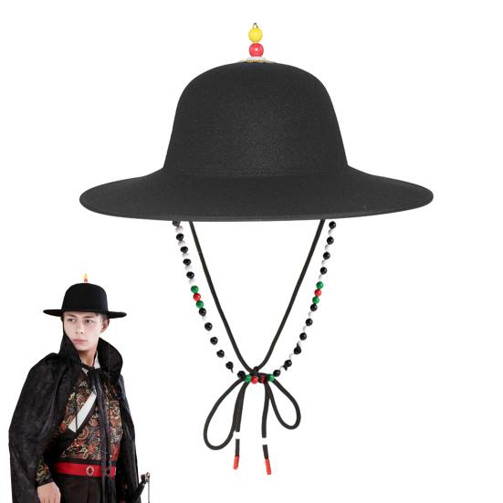 Black Sun Hat Traditional Flying Fish Costume Hat Wide Brim UV Protection Fishing Idol Cosplay Cap Headwear