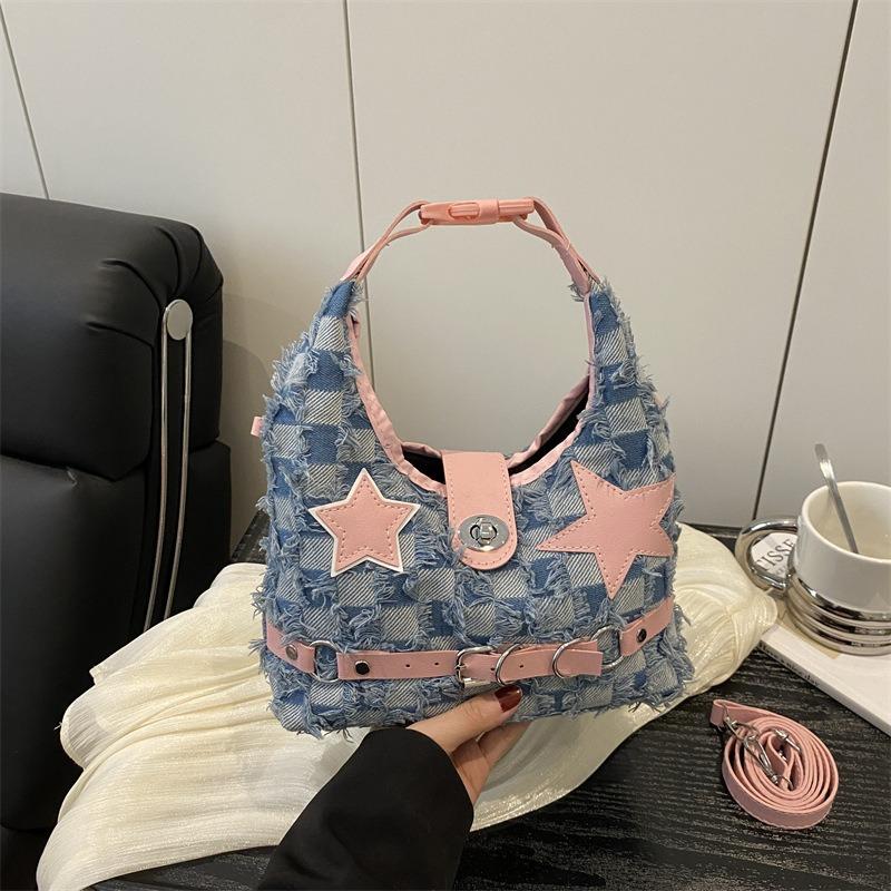 A Sexy Cloth Bag Women's New Casual Denim Fashion Portable Shoulder Underarm Bag Women's Bag