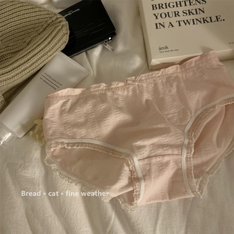 Lady Summer Simple Lovely Fresh Small Broken Flower Ear Side Pure Cotton Crotch Breathable Comfortable Briefs